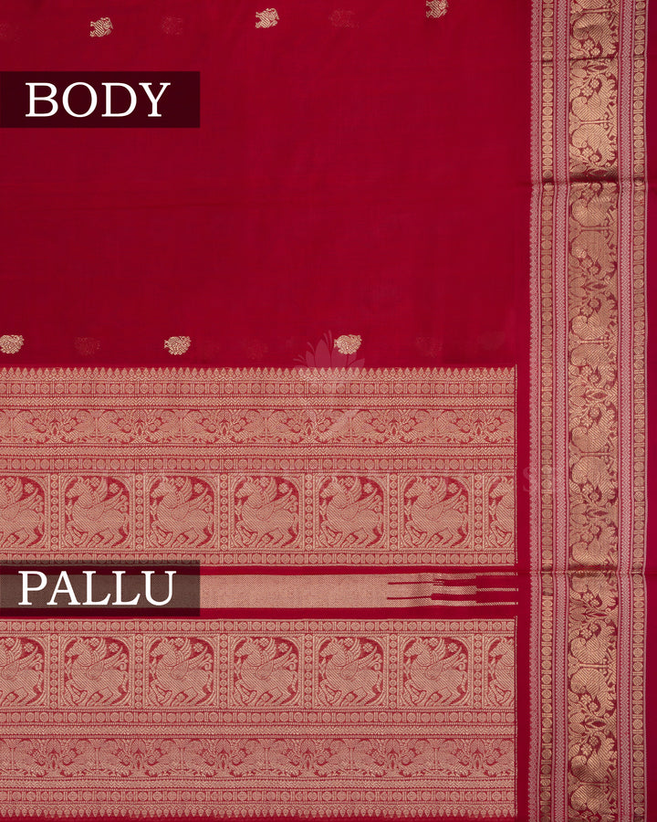 Red Handwoven Silk Cotton Saree – The Saffron House