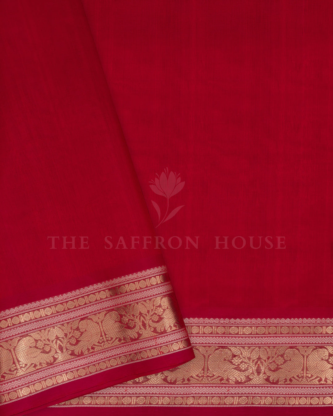 Red Handwoven Silk Cotton Saree – The Saffron House