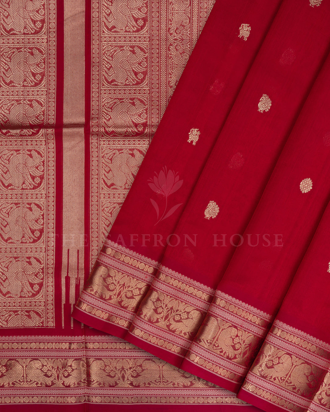 Red Handwoven Silk Cotton Saree – The Saffron House
