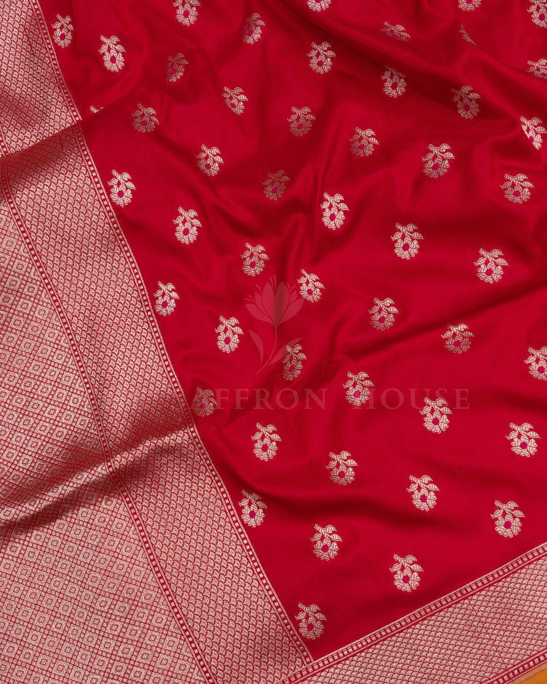 Red Banarasi Silk Saree – The Saffron House