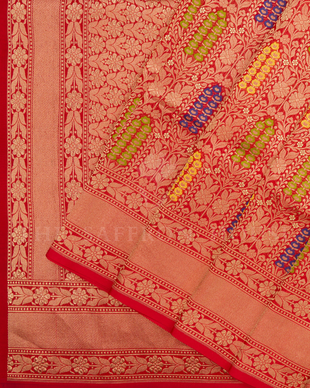 Red Banarasi Silk Saree – The Saffron House