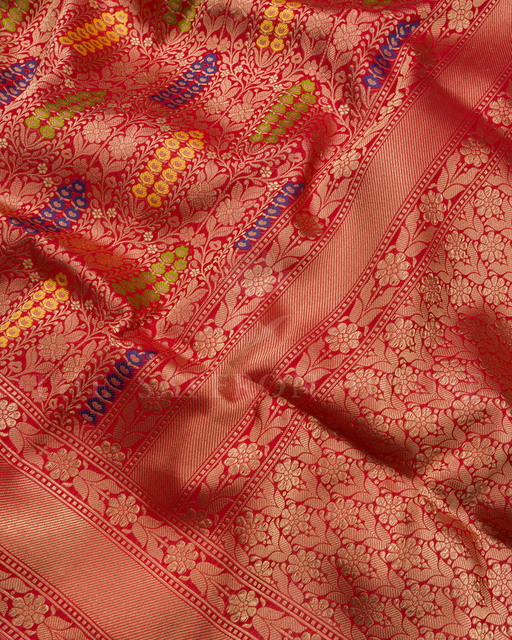 Red Banarasi Silk Saree – The Saffron House