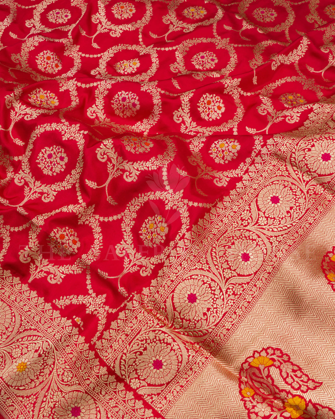 Red Banarasi Silk Saree – The Saffron House