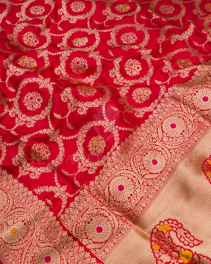 Red Banarasi Silk Saree – The Saffron House