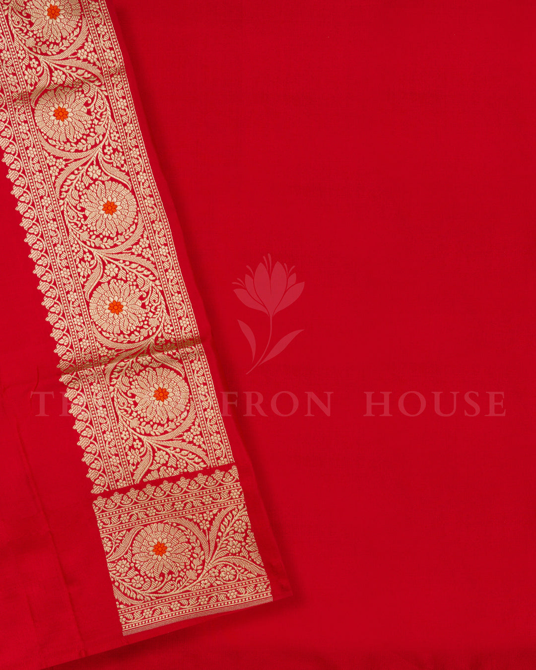 Red Banarasi Silk Saree – The Saffron House
