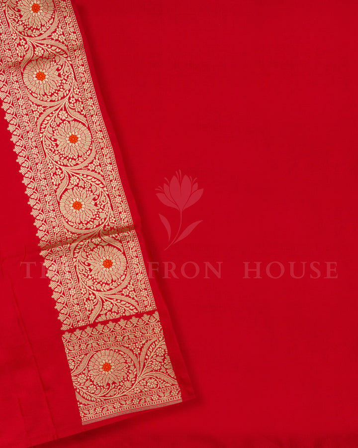 Red Banarasi Silk Saree – The Saffron House