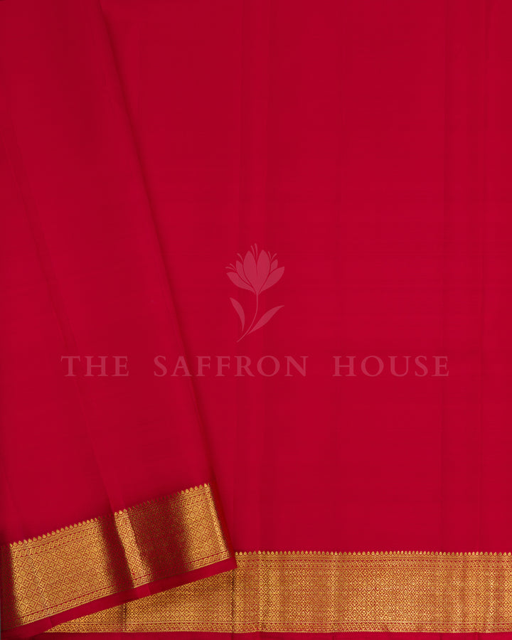 Red Brocade Kanjivaram Silk Saree – The Saffron House