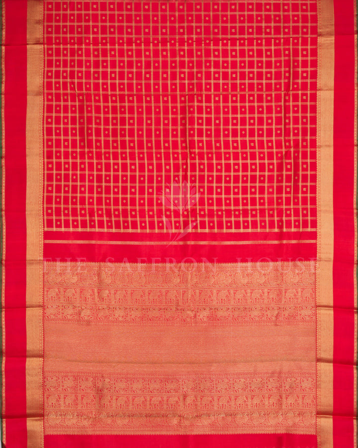Red Korvai Kanjivaram Silk Saree – The Saffron House