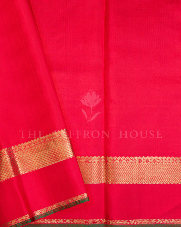 Red Korvai Kanjivaram Silk Saree – The Saffron House