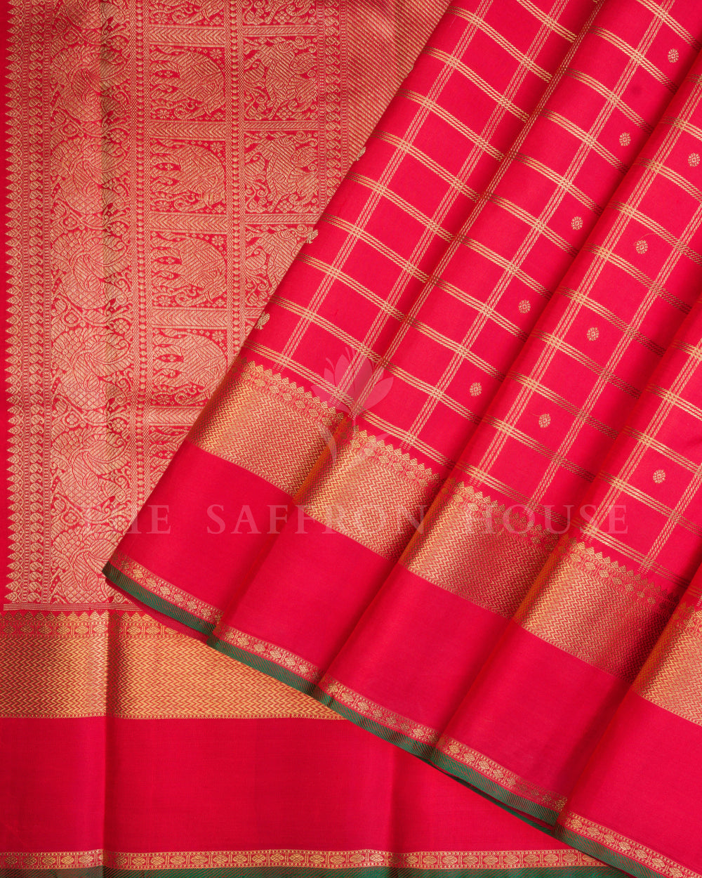 Red Korvai Kanjivaram Silk Saree – The Saffron House