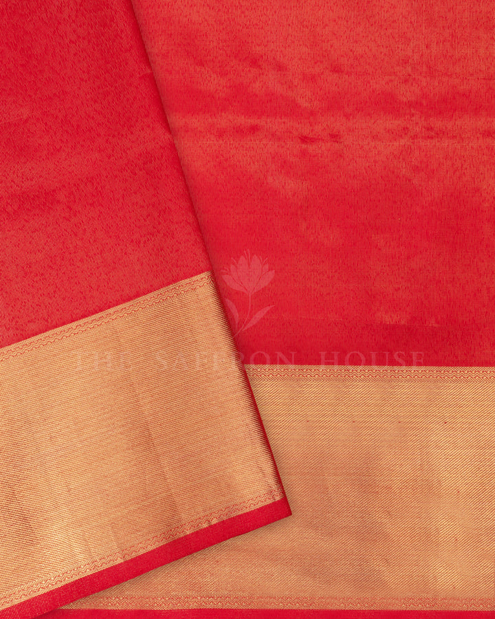 Red Brocade Kanjivaram Silk Saree – The Saffron House