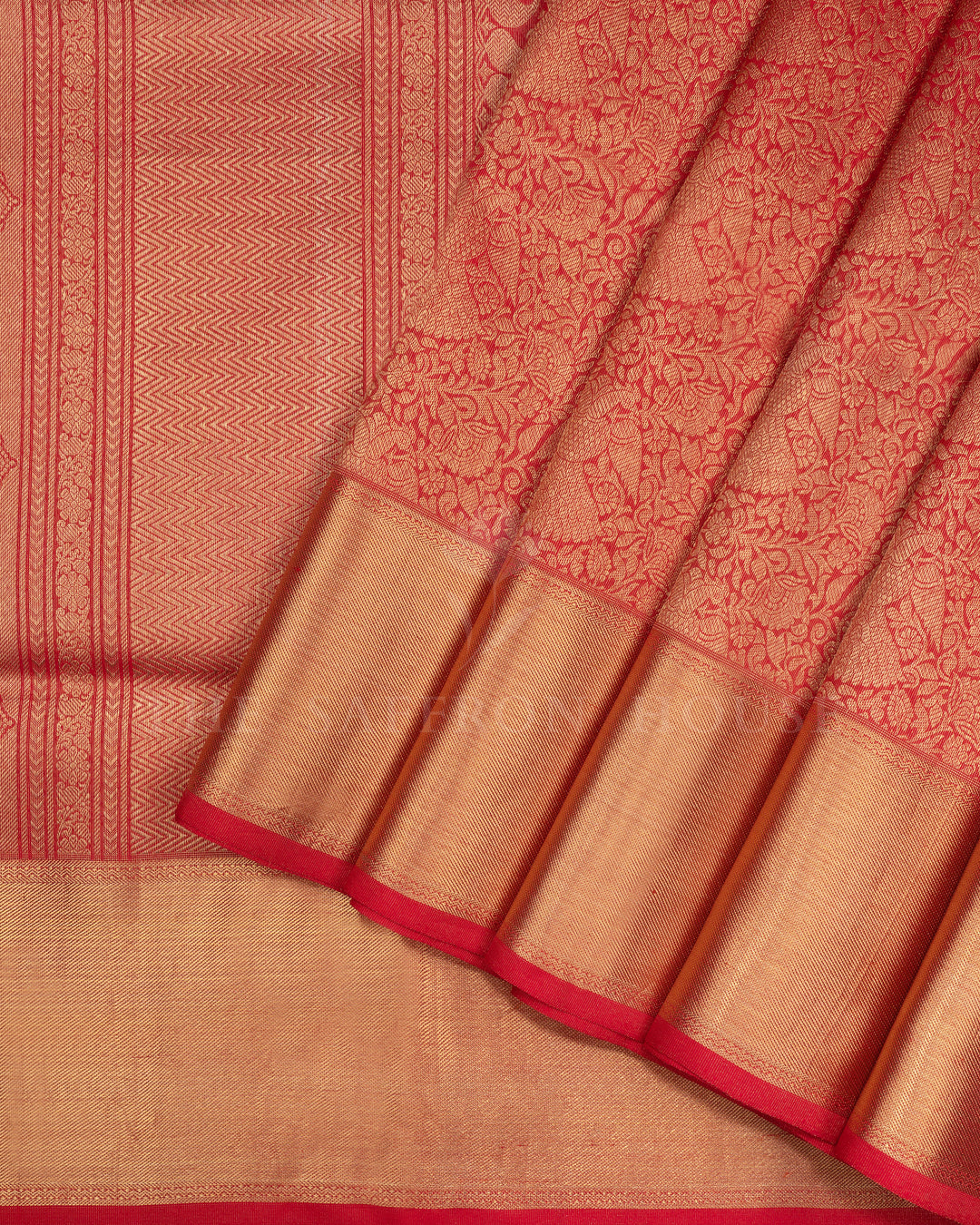 Red Brocade Kanjivaram Silk Saree – The Saffron House