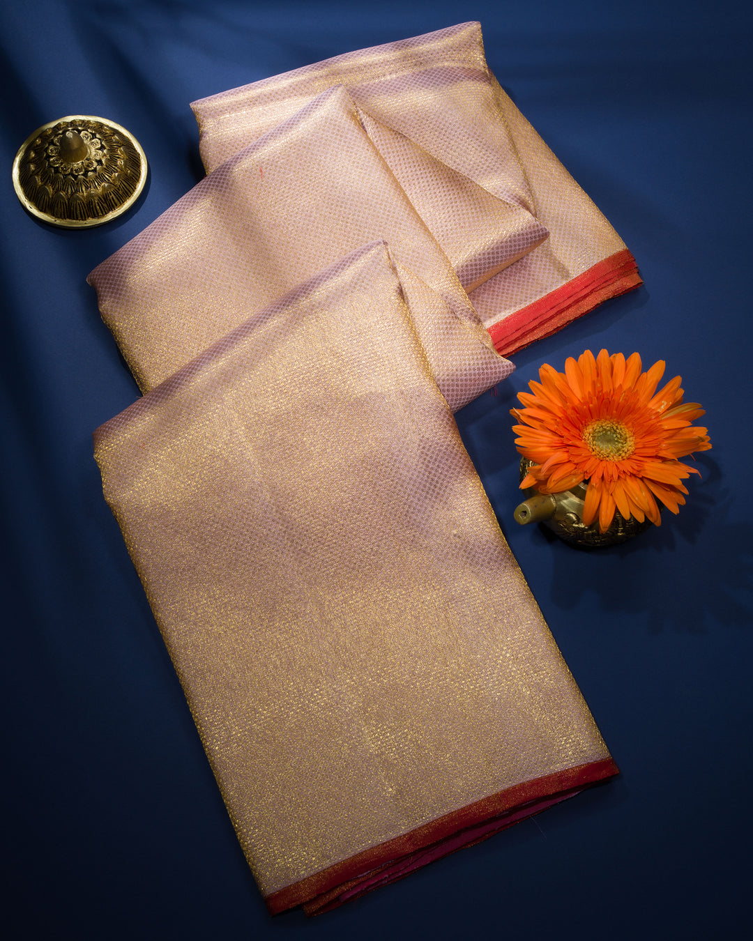 Blush Rose Tissue Kanjivaram Silk Saree – The Saffron House
