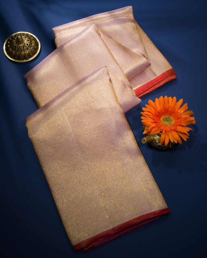 Blush Rose Tissue Kanjivaram Silk Saree – The Saffron House