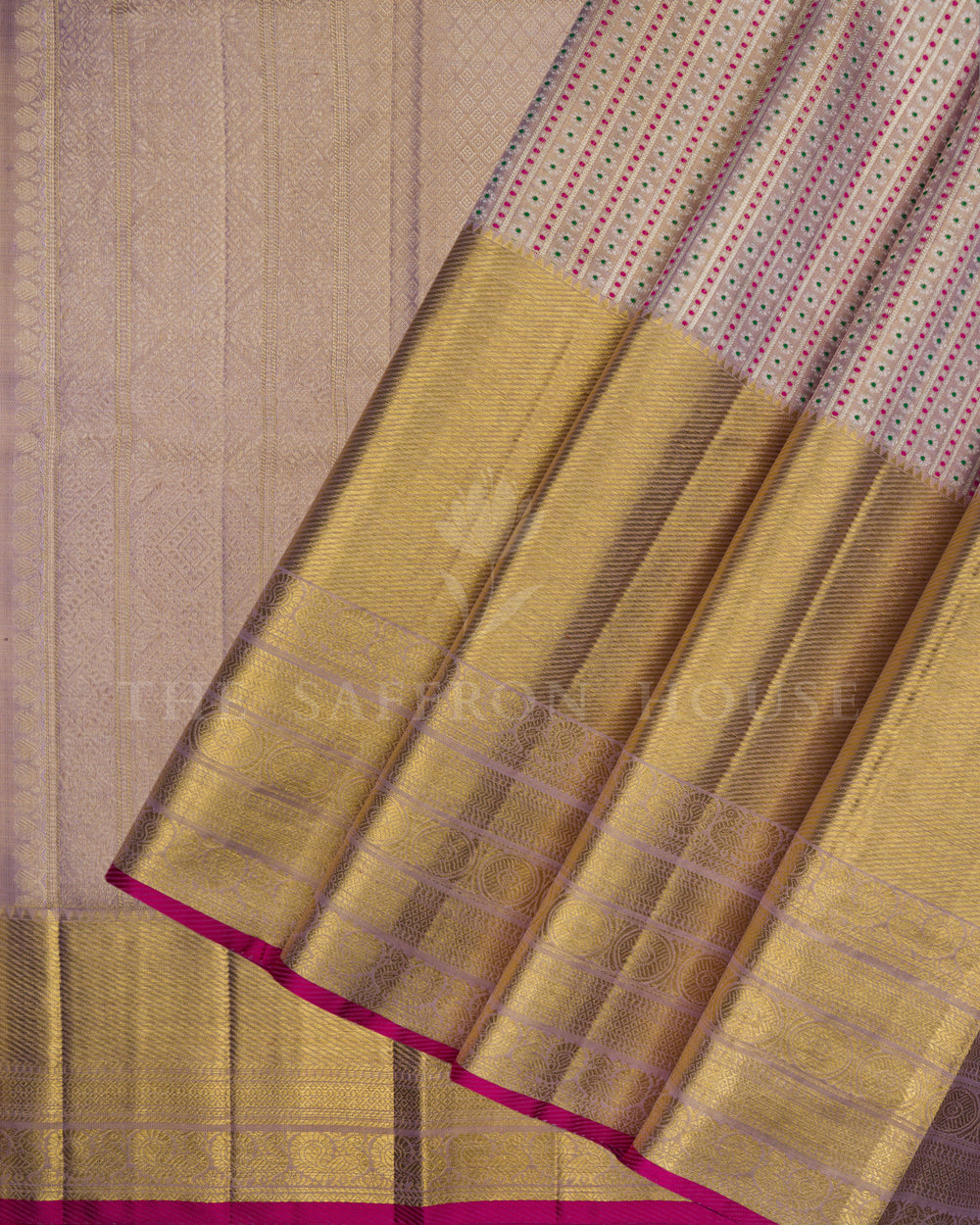 Rose Gold Bridal Tissue Kanjivaram Silk Saree – The Saffron House