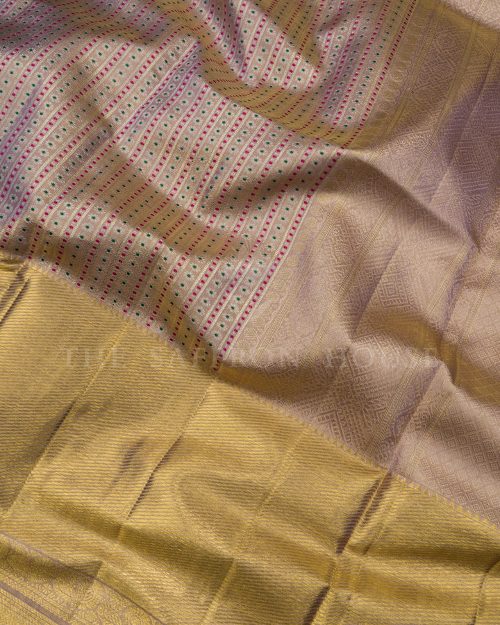 Rose Gold Bridal Tissue Kanjivaram Silk Saree – The Saffron House