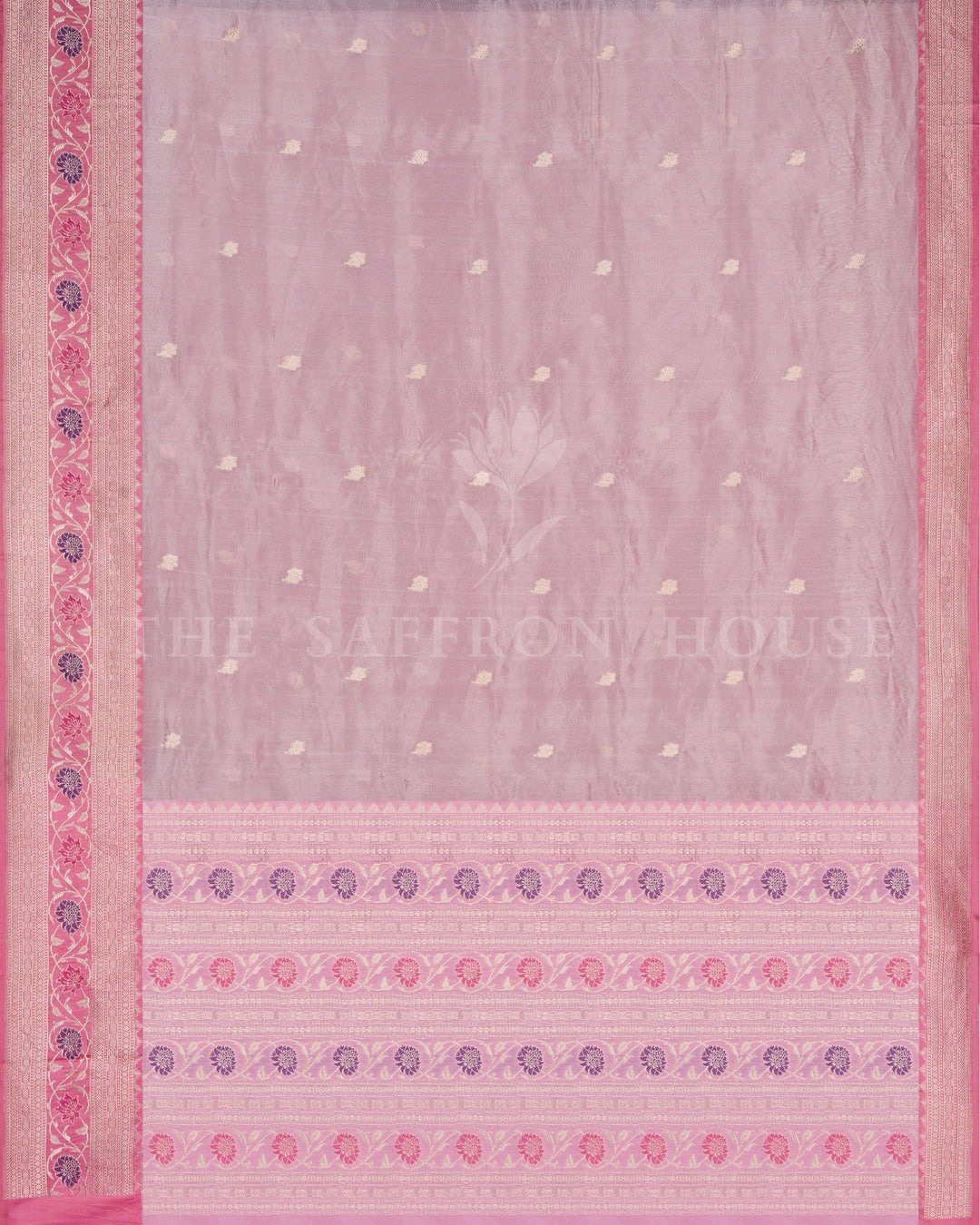 Peach Kora Banarasi Silk Saree – The Saffron House