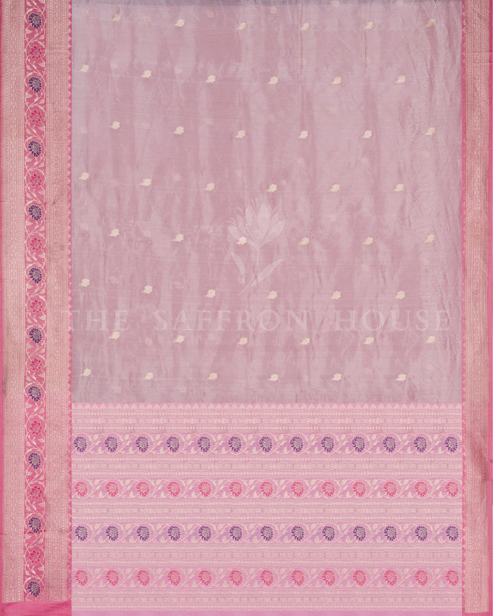 Peach Kora Banarasi Silk Saree – The Saffron House