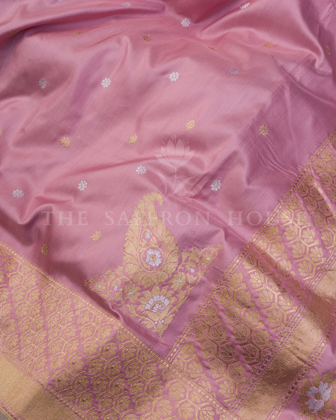 Rose Pink Katan Banarasi Silk Saree – The Saffron House