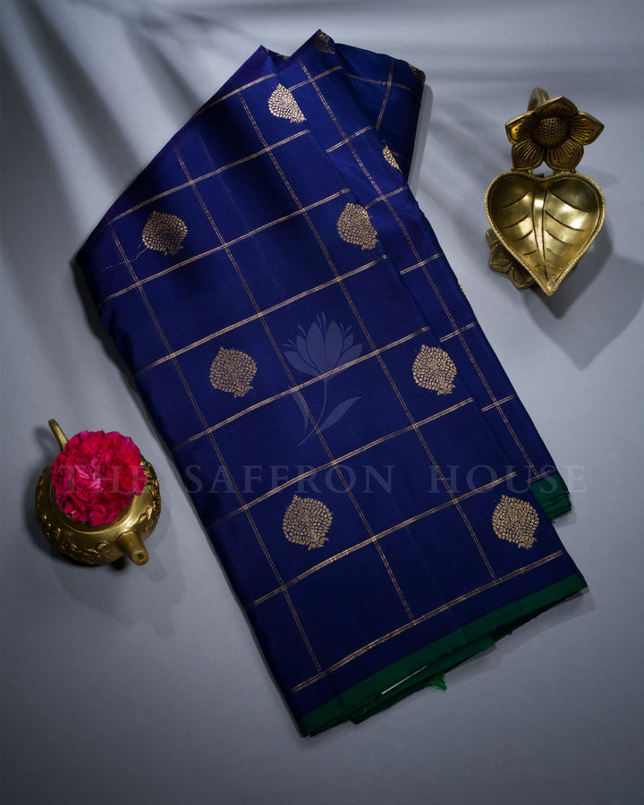 Royal Blue And Peacock Blue Gadwal Silk Saree – The Saffron House