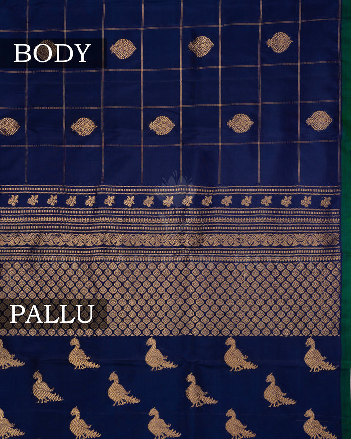 Royal Blue And Peacock Blue Gadwal Silk Saree – The Saffron House