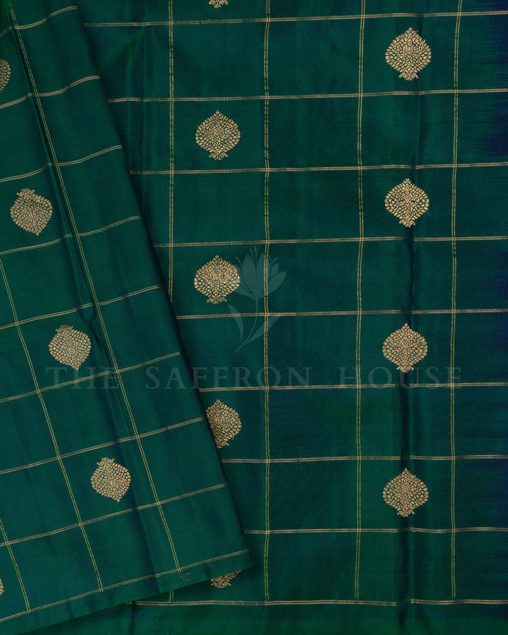 Royal Blue And Peacock Blue Gadwal Silk Saree – The Saffron House