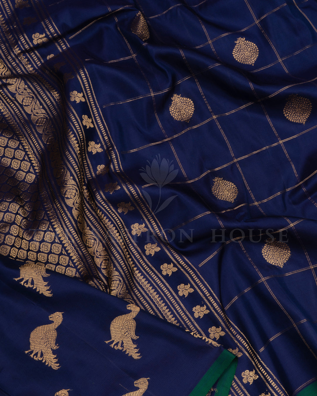 Royal Blue And Peacock Blue Gadwal Silk Saree – The Saffron House