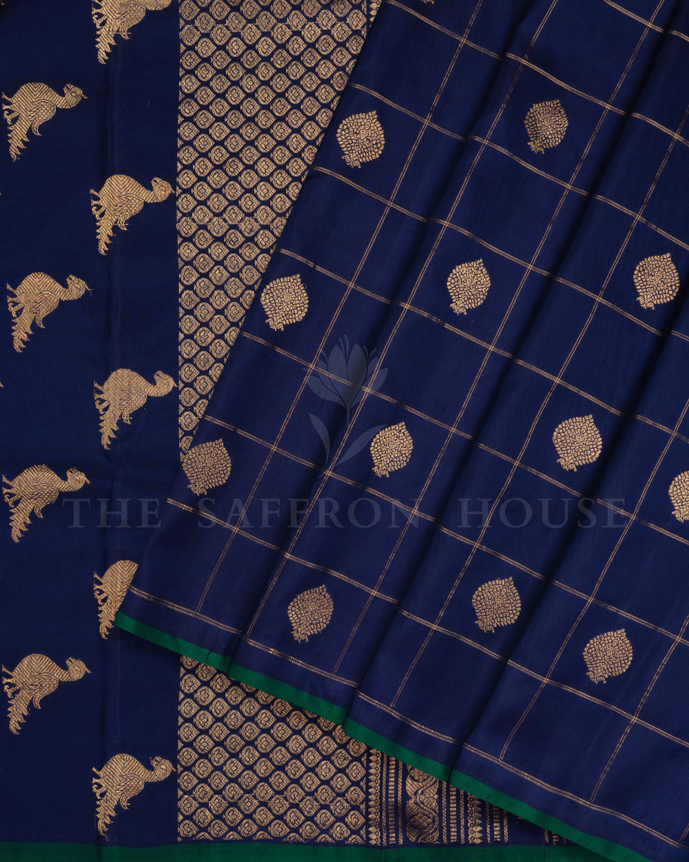 Royal Blue And Peacock Blue Gadwal Silk Saree – The Saffron House