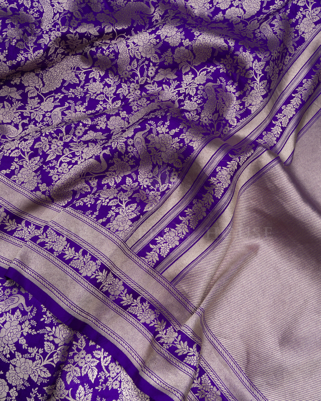 Royal Blue Banarasi Silk Saree – The Saffron House