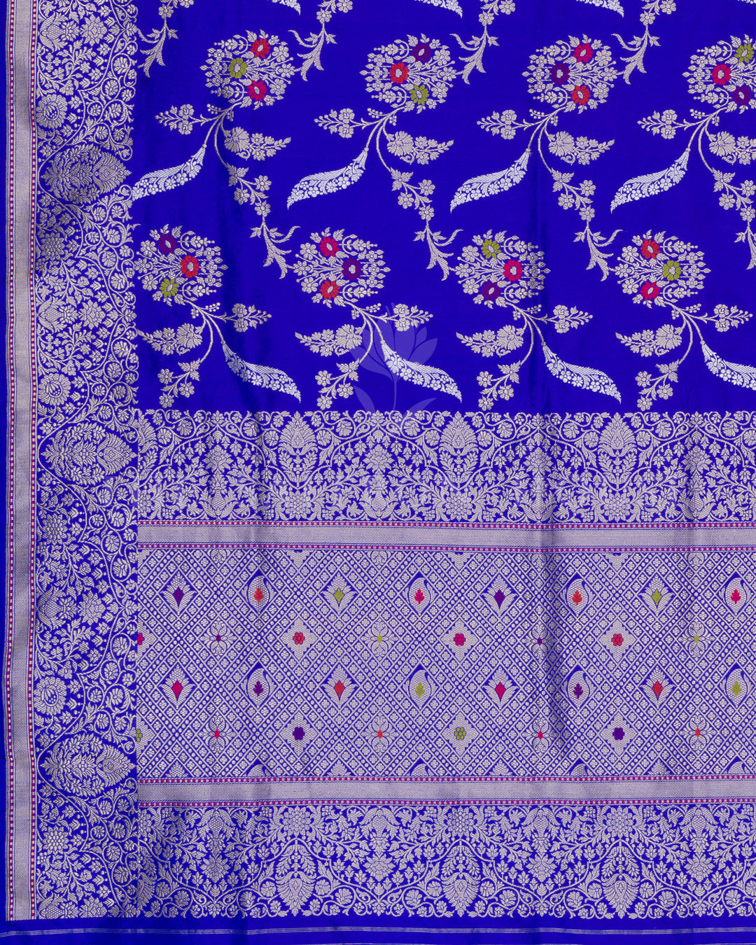 Blue Katan Banarasi Silk Saree – The Saffron House