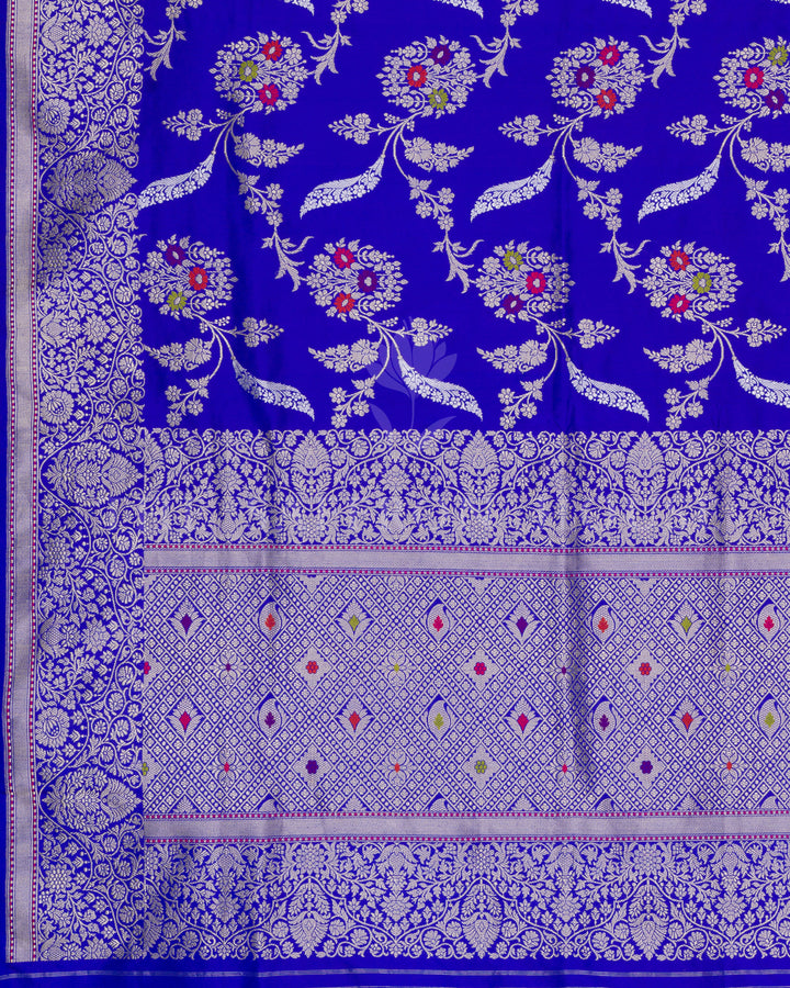 Blue Katan Banarasi Silk Saree – The Saffron House