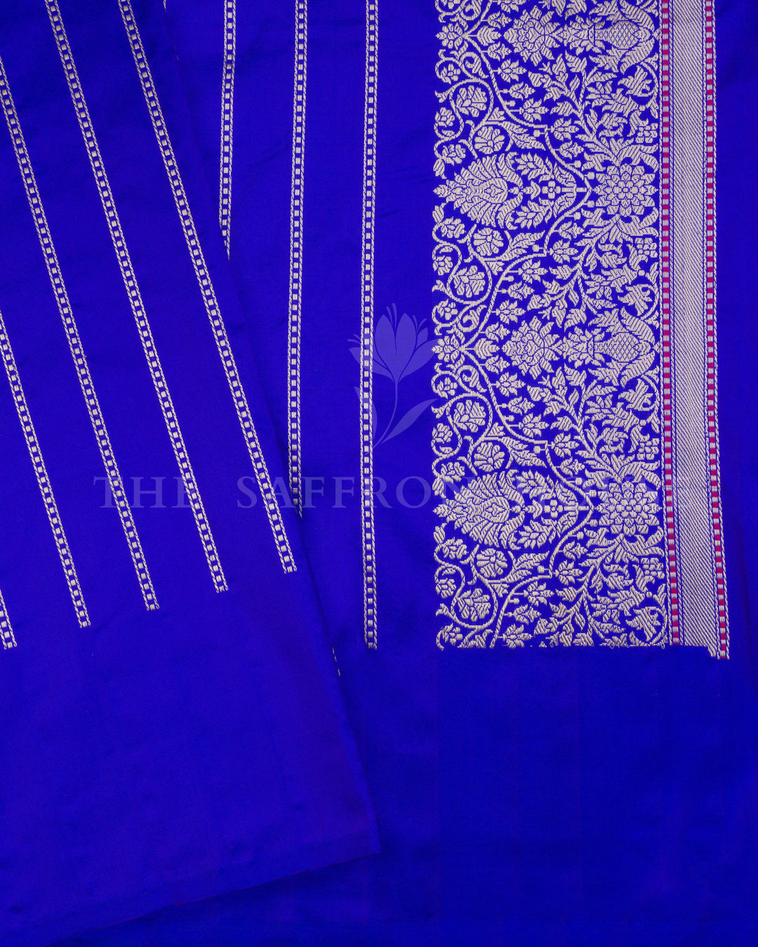 Blue Katan Banarasi Silk Saree – The Saffron House