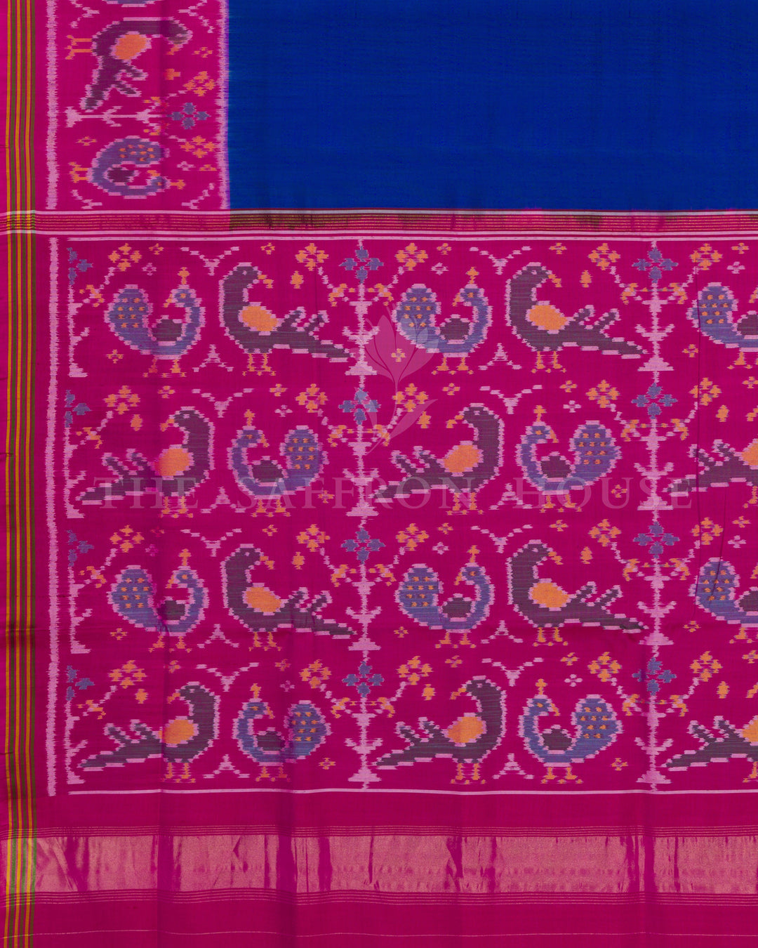 Royal Blue And Rani Pink Handwoven Patola Saree – The Saffron House