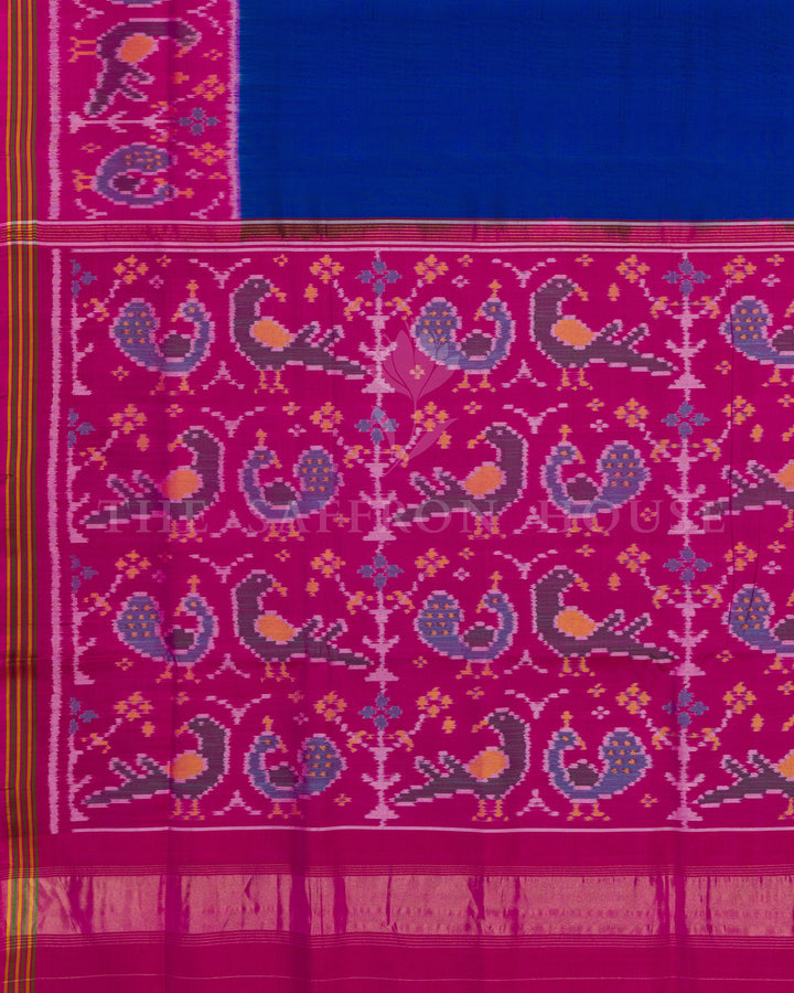 Royal Blue And Rani Pink Handwoven Patola Saree – The Saffron House