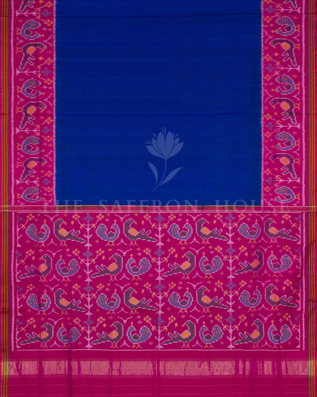 Royal Blue And Rani Pink Handwoven Patola Saree – The Saffron House