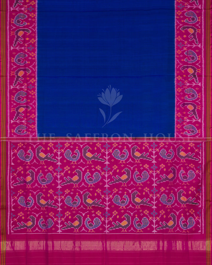 Royal Blue And Rani Pink Handwoven Patola Saree – The Saffron House