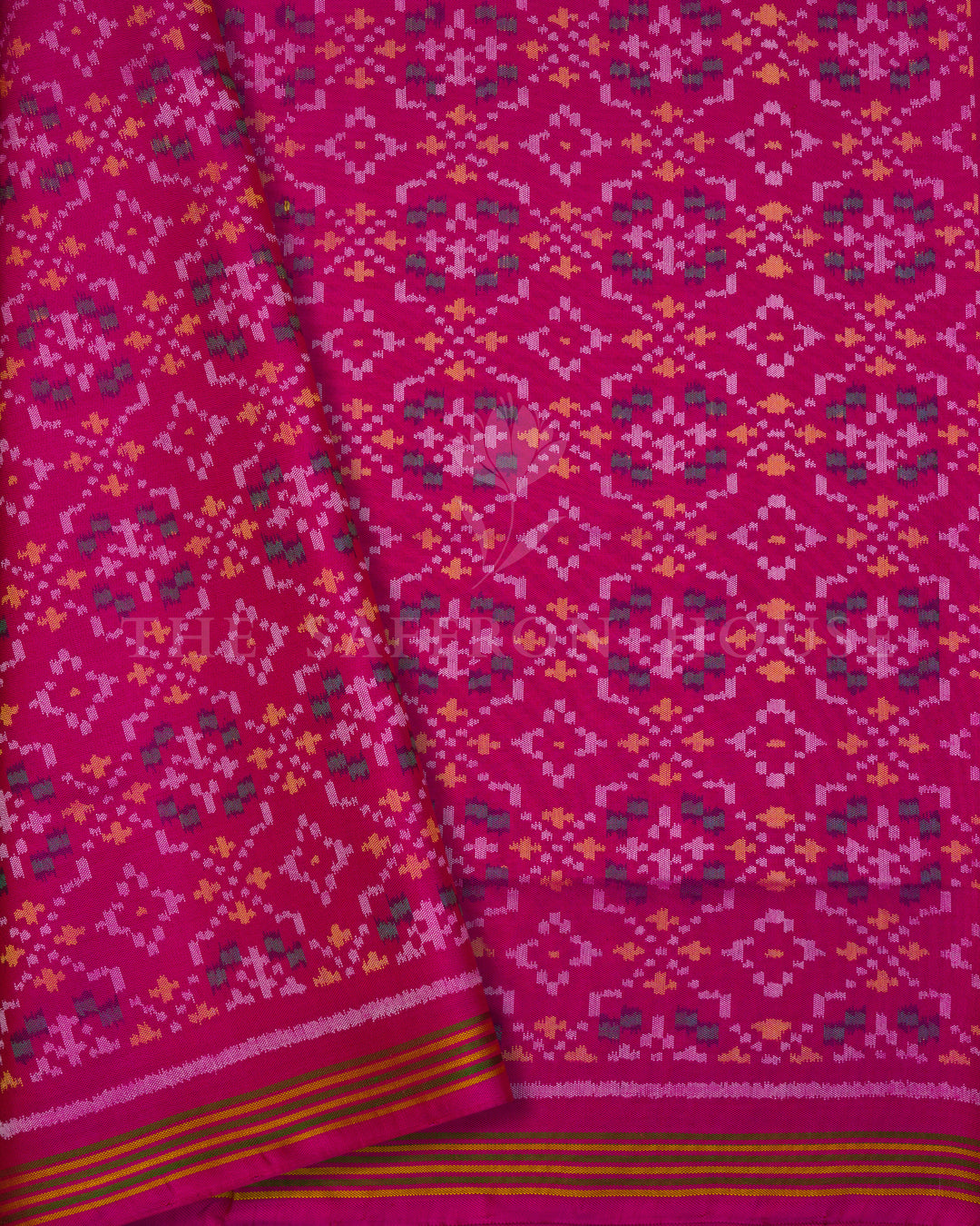 Royal Blue And Rani Pink Handwoven Patola Saree – The Saffron House