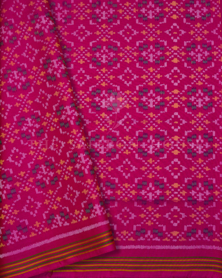 Royal Blue And Rani Pink Handwoven Patola Saree – The Saffron House