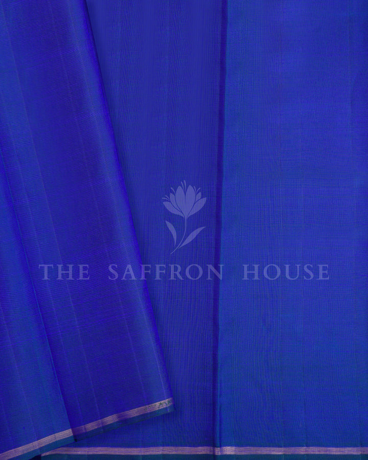 Royal Blue Korvai Kanjivaram Silk Saree – The Saffron House