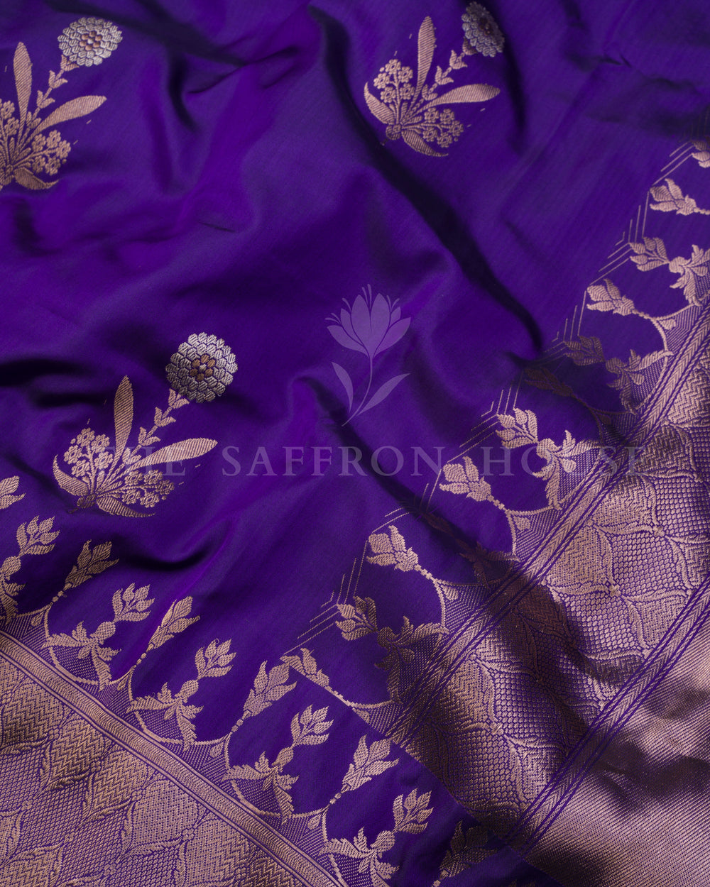 Purple Katan Banarasi Silk Saree – The Saffron House