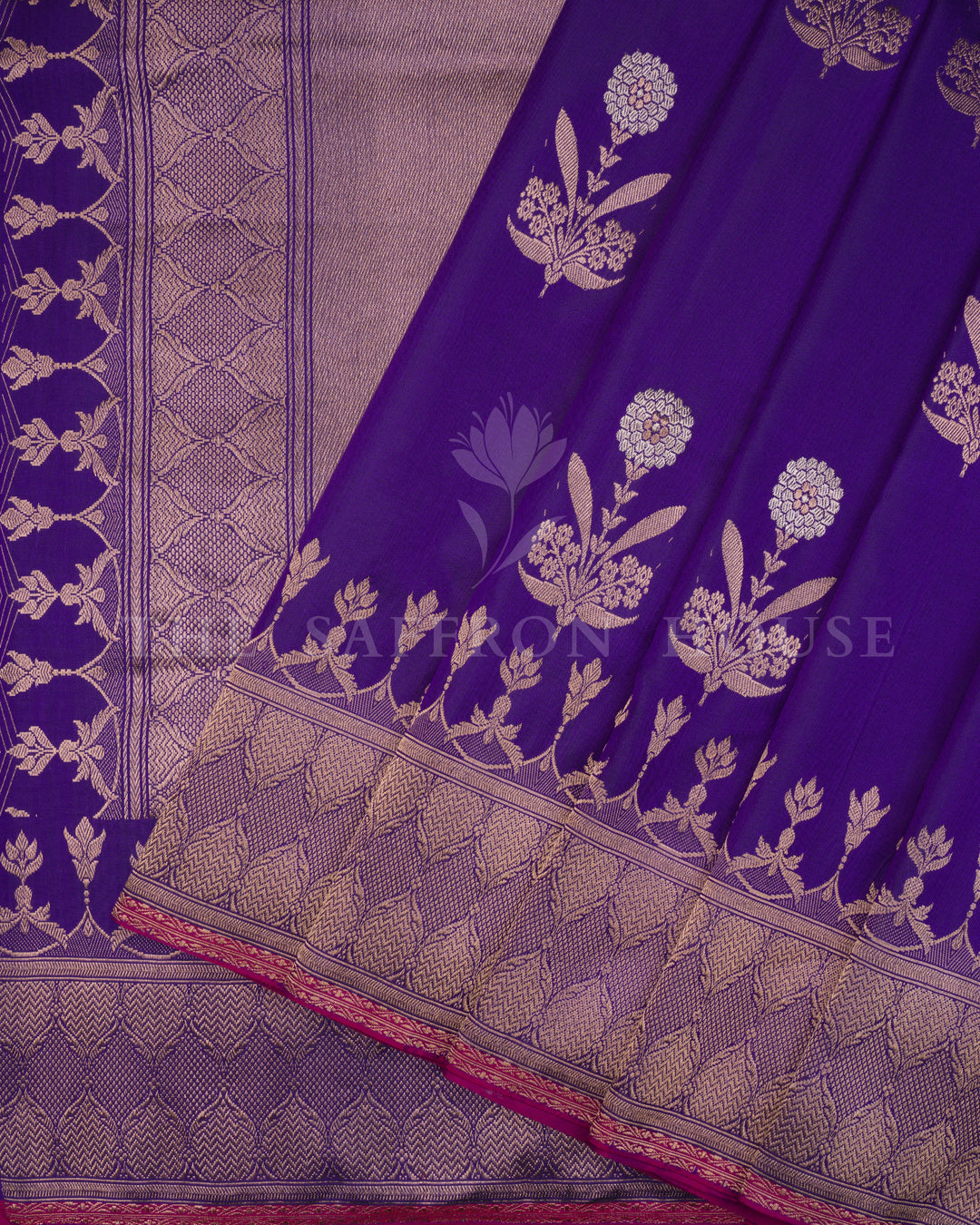 Purple Katan Banarasi Silk Saree – The Saffron House