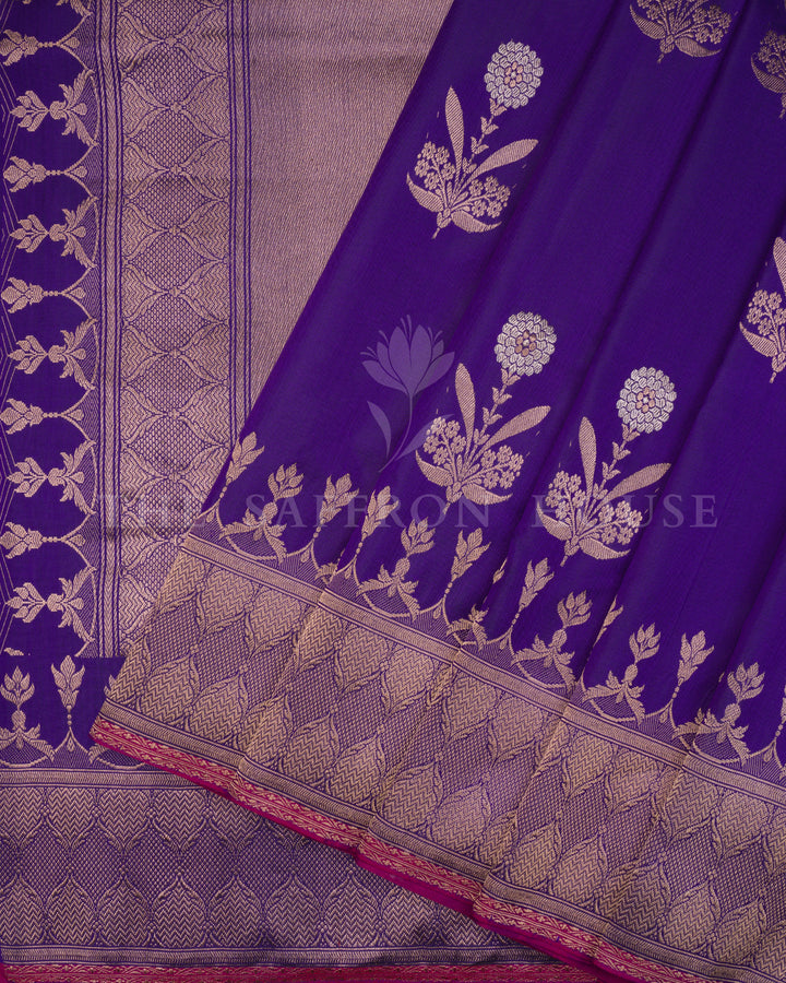 Purple Katan Banarasi Silk Saree – The Saffron House