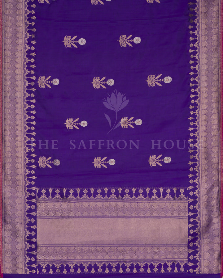 Purple Katan Banarasi Silk Saree – The Saffron House