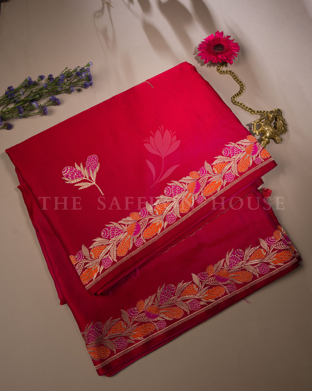 Purple Mashru Banarasi Saree – The Saffron House