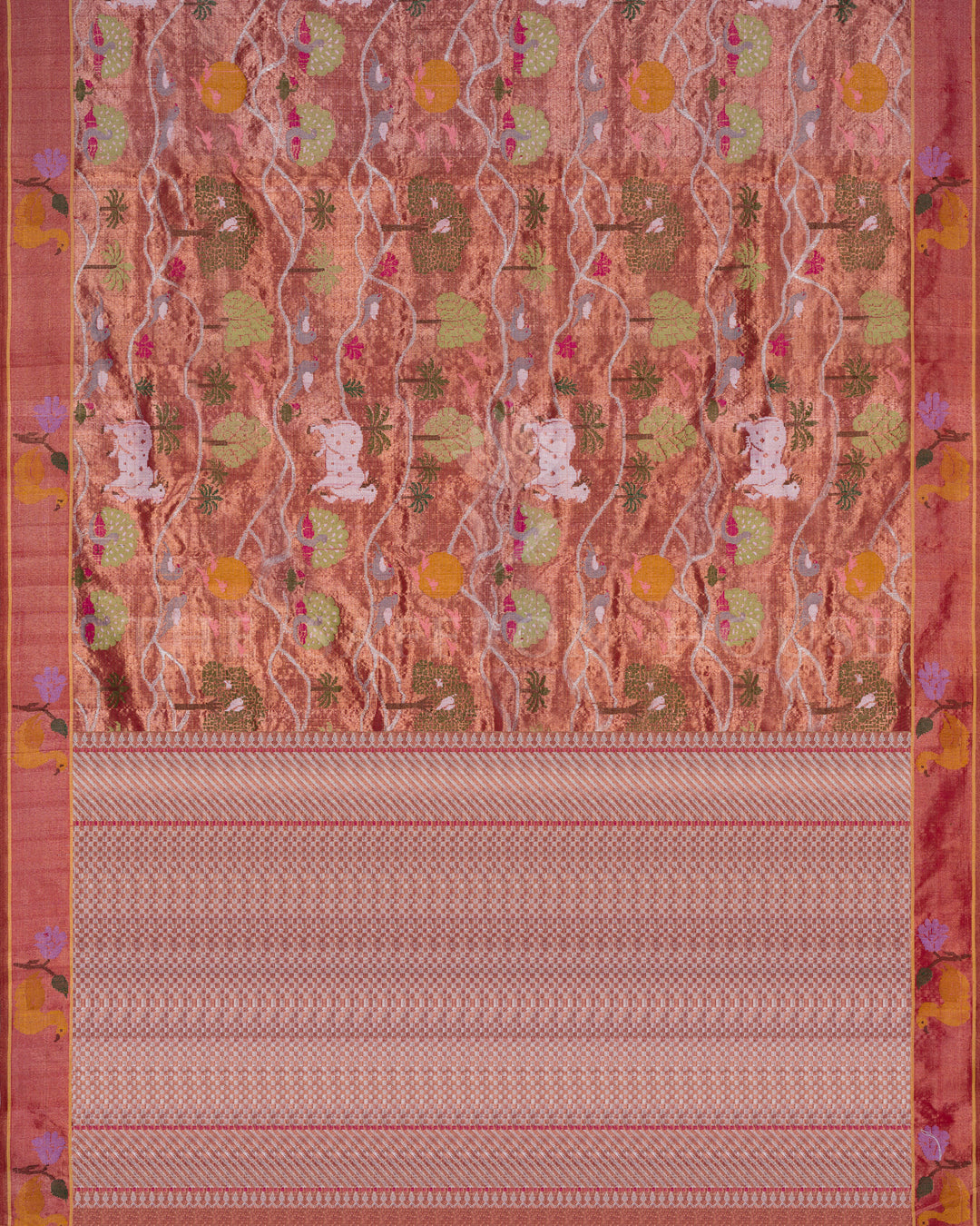 Rust Orange Pure Zari Kota Silk Saree – The Saffron House