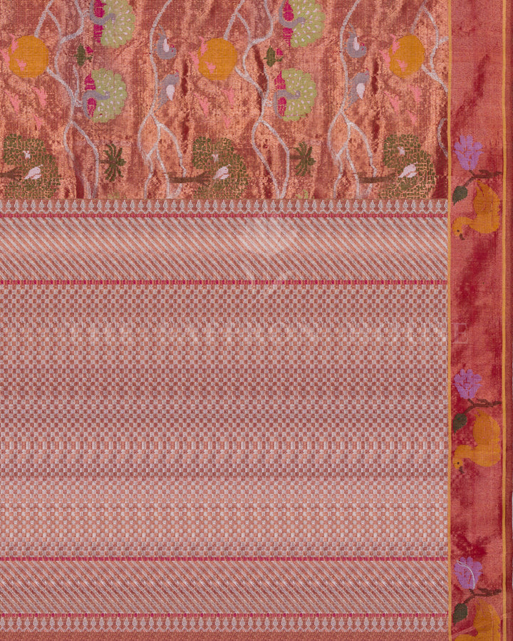 Rust Orange Pure Zari Kota Silk Saree – The Saffron House