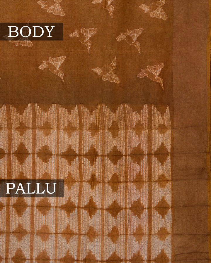 Rust Tussar Silk Saree – The Saffron House