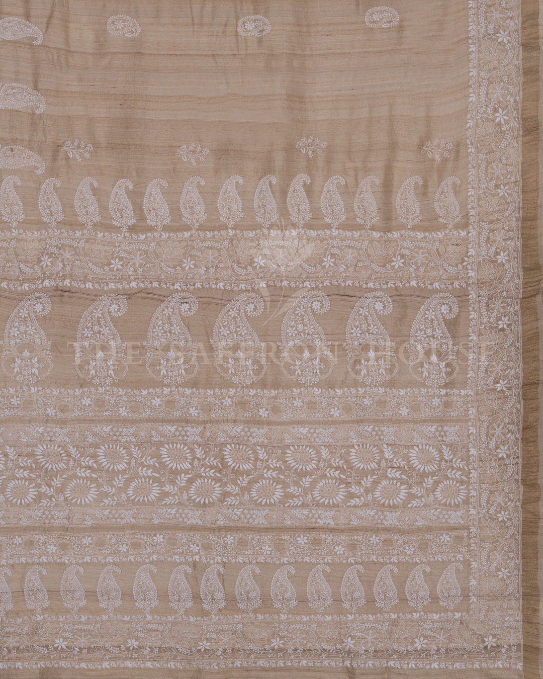 Off White Chikankari Tussar Silk Saree – The Saffron House