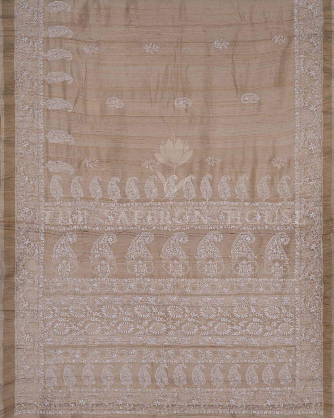 Off White Chikankari Tussar Silk Saree – The Saffron House