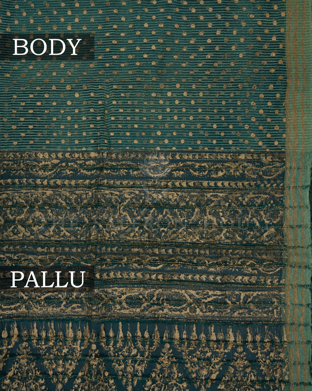 Sea Blue Tussar Organza Saree – The Saffron House